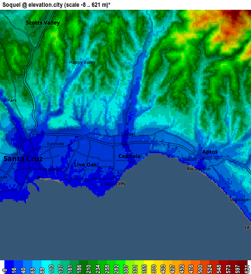 Zoom OUT 2x Soquel, United States elevation map