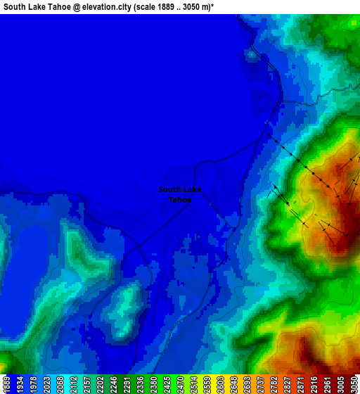 Zoom OUT 2x South Lake Tahoe, United States elevation map