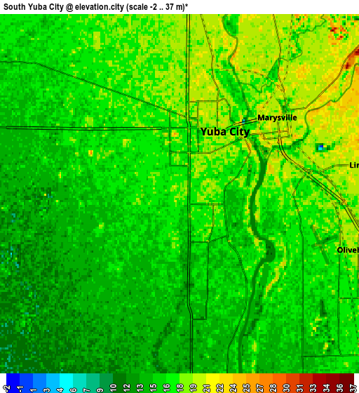 Zoom OUT 2x South Yuba City, United States elevation map