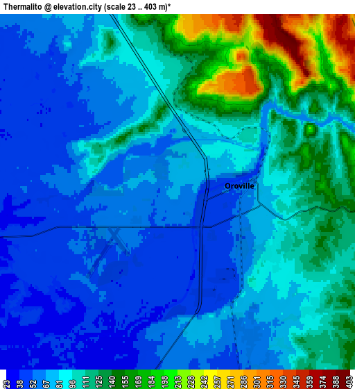 Zoom OUT 2x Thermalito, United States elevation map