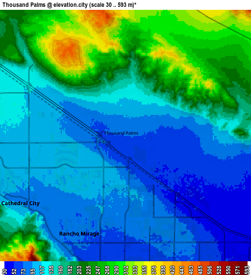 Zoom OUT 2x Thousand Palms, United States elevation map