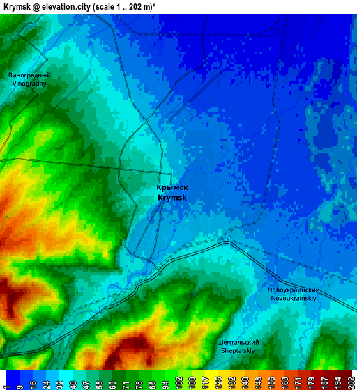 Zoom OUT 2x Krymsk, Russia elevation map