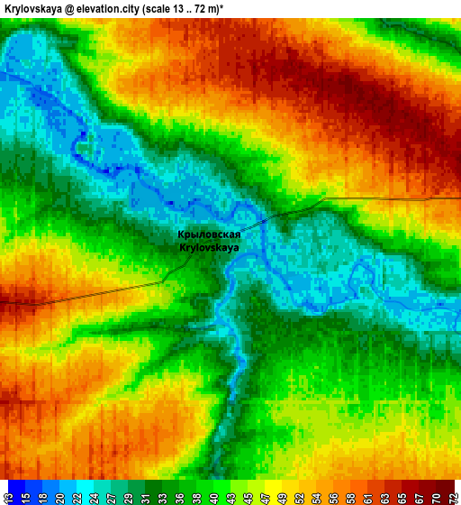 Zoom OUT 2x Krylovskaya, Russia elevation map