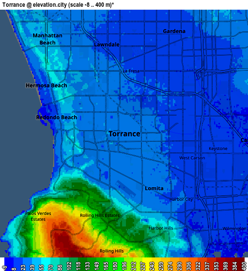 Zoom OUT 2x Torrance, United States elevation map