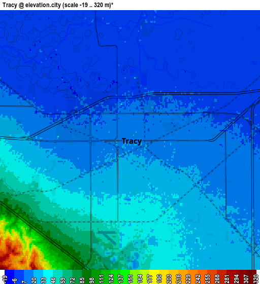 Zoom OUT 2x Tracy, United States elevation map