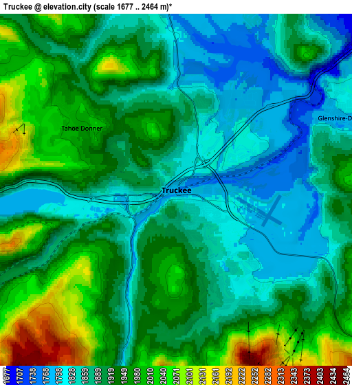 Zoom OUT 2x Truckee, United States elevation map