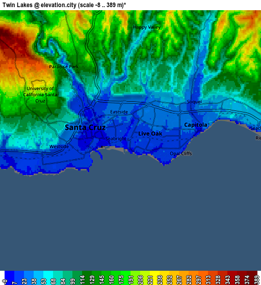 Zoom OUT 2x Twin Lakes, United States elevation map