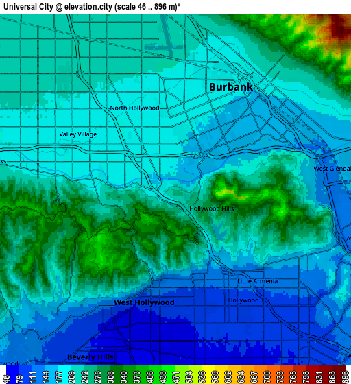 Zoom OUT 2x Universal City, United States elevation map
