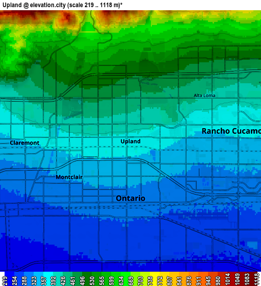 Zoom OUT 2x Upland, United States elevation map