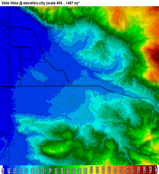 Zoom OUT 2x Valle Vista, United States elevation map