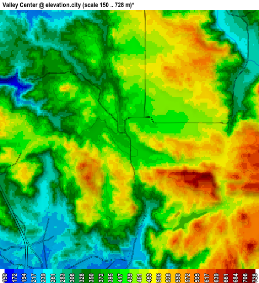 Zoom OUT 2x Valley Center, United States elevation map