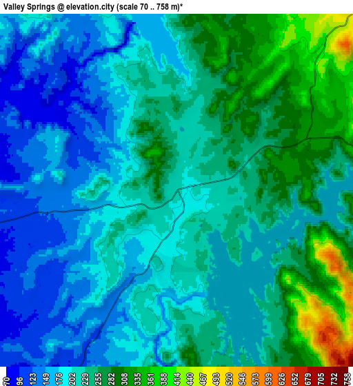 Zoom OUT 2x Valley Springs, United States elevation map