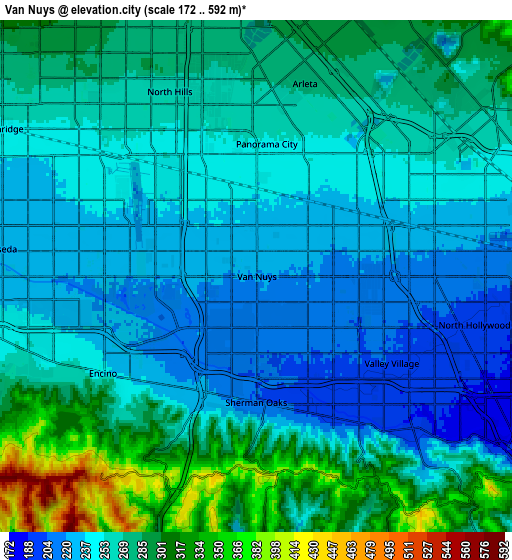 Zoom OUT 2x Van Nuys, United States elevation map
