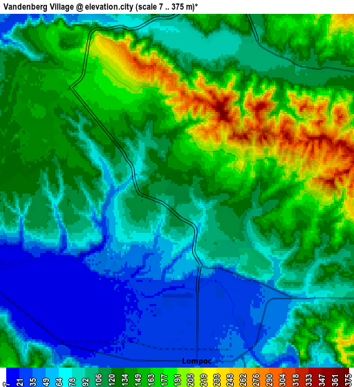 Zoom OUT 2x Vandenberg Village, United States elevation map