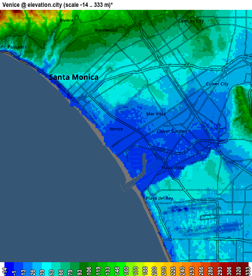 Zoom OUT 2x Venice, United States elevation map