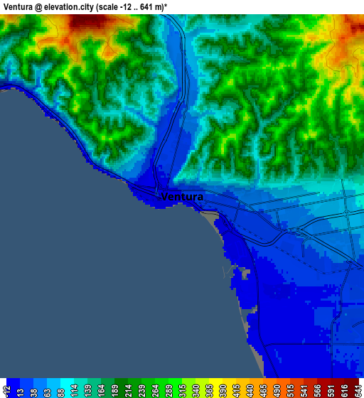 Zoom OUT 2x Ventura, United States elevation map