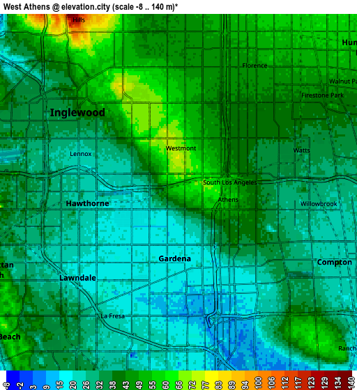 Zoom OUT 2x West Athens, United States elevation map