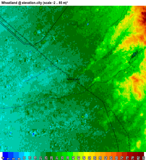 Zoom OUT 2x Wheatland, United States elevation map