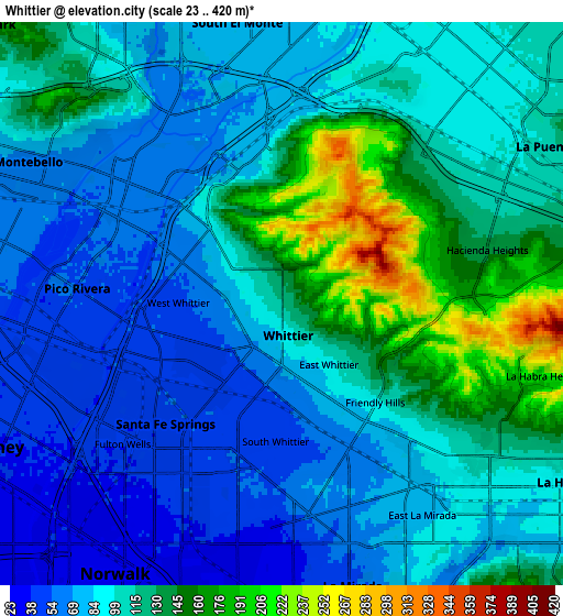 Zoom OUT 2x Whittier, United States elevation map