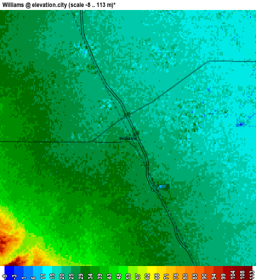 Zoom OUT 2x Williams, United States elevation map