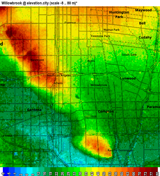 Zoom OUT 2x Willowbrook, United States elevation map