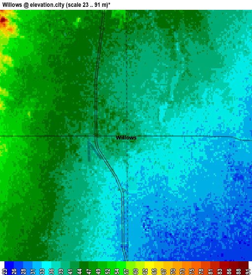 Zoom OUT 2x Willows, United States elevation map