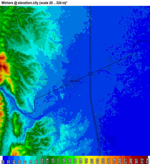 Zoom OUT 2x Winters, United States elevation map