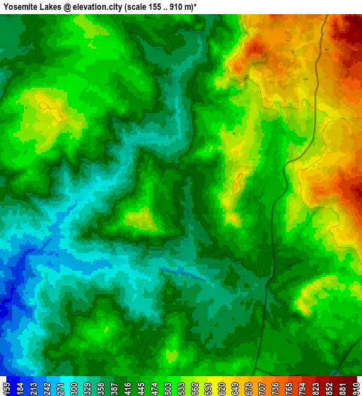 Zoom OUT 2x Yosemite Lakes, United States elevation map