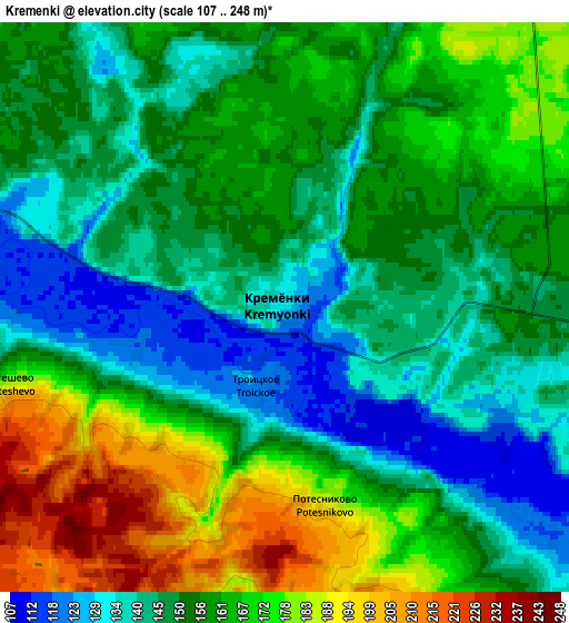 Zoom OUT 2x Kremenki, Russia elevation map