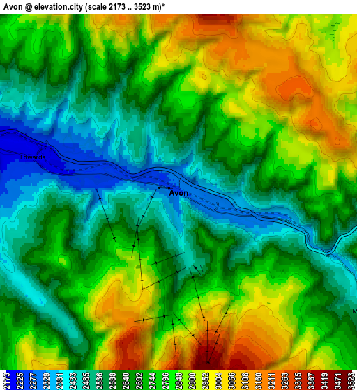 Zoom OUT 2x Avon, United States elevation map