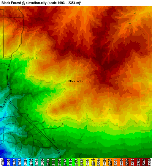 Zoom OUT 2x Black Forest, United States elevation map