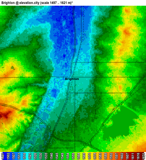 Zoom OUT 2x Brighton, United States elevation map