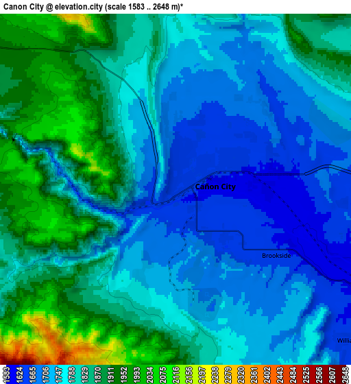 Zoom OUT 2x Cañon City, United States elevation map