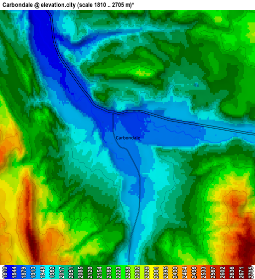 Zoom OUT 2x Carbondale, United States elevation map