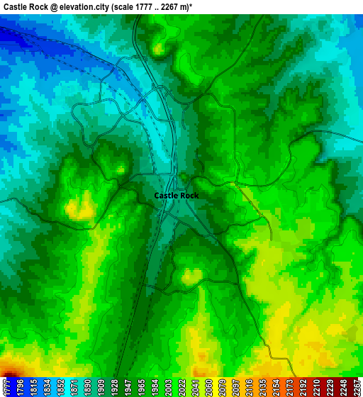 Zoom OUT 2x Castle Rock, United States elevation map