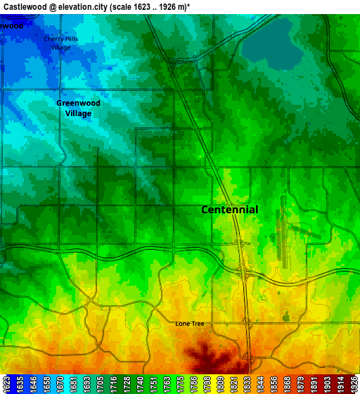 Zoom OUT 2x Castlewood, United States elevation map