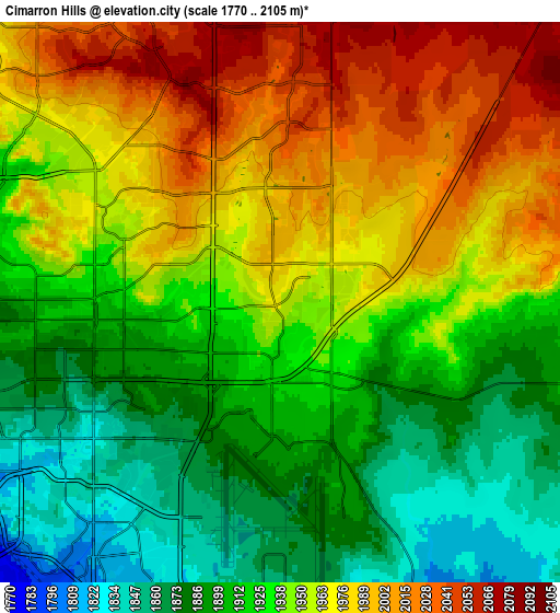 Zoom OUT 2x Cimarron Hills, United States elevation map