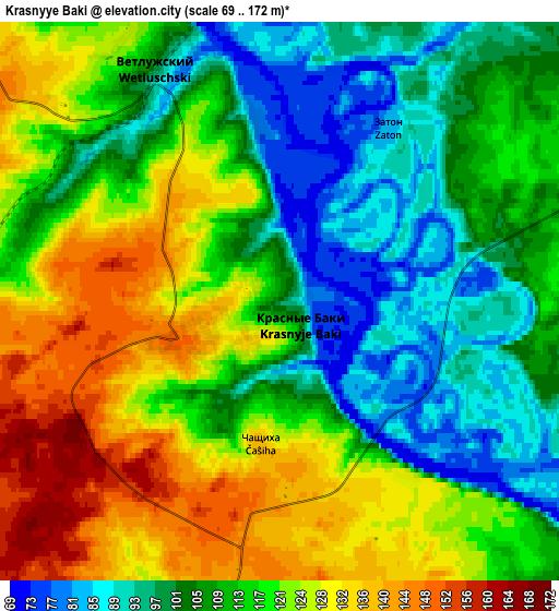 Zoom OUT 2x Krasnyye Baki, Russia elevation map