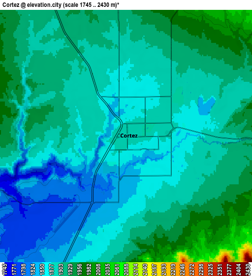 Zoom OUT 2x Cortez, United States elevation map