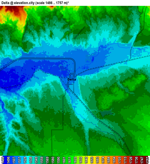 Zoom OUT 2x Delta, United States elevation map