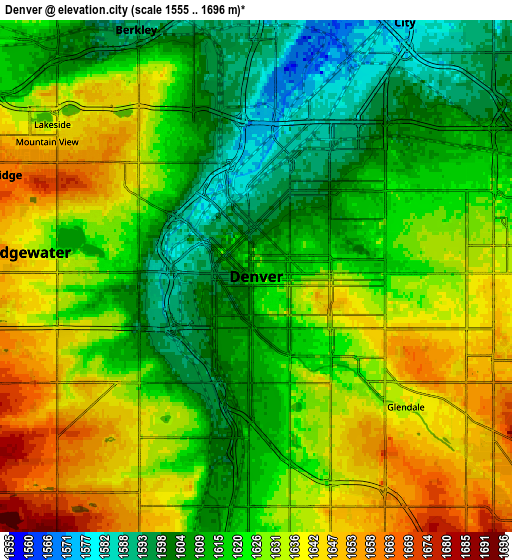 Zoom OUT 2x Denver, United States elevation map
