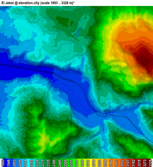 Zoom OUT 2x El Jebel, United States elevation map