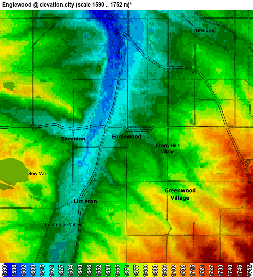 Zoom OUT 2x Englewood, United States elevation map