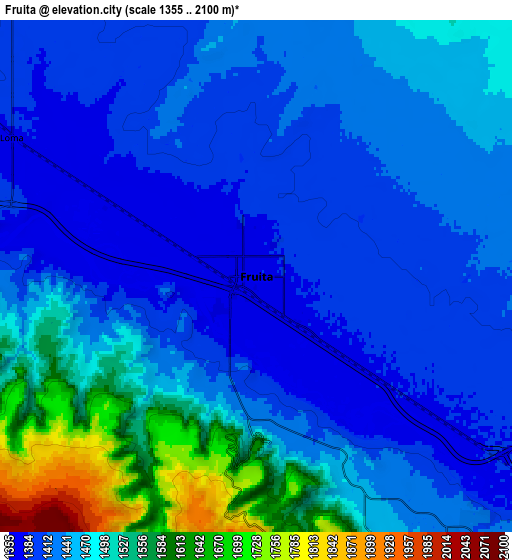 Zoom OUT 2x Fruita, United States elevation map