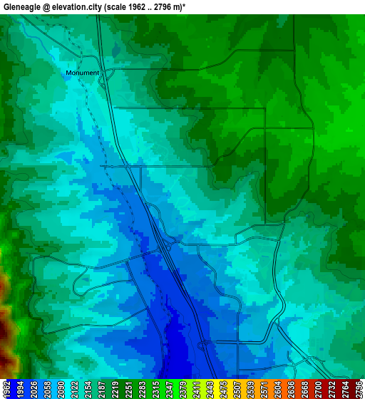 Zoom OUT 2x Gleneagle, United States elevation map