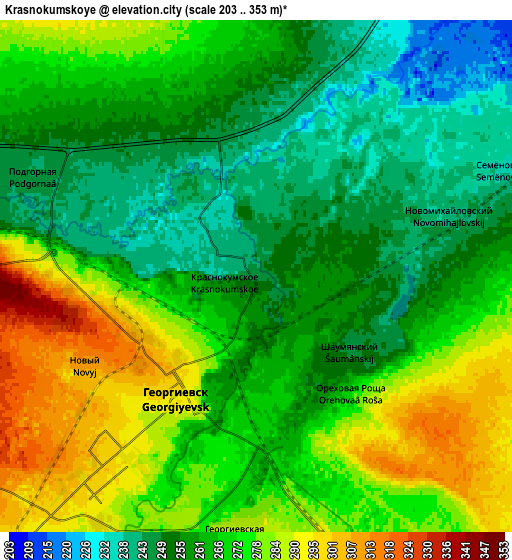 Zoom OUT 2x Krasnokumskoye, Russia elevation map