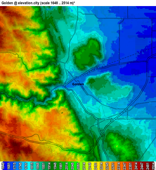 Zoom OUT 2x Golden, United States elevation map