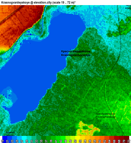 Zoom OUT 2x Krasnogvardeyskoye, Russia elevation map