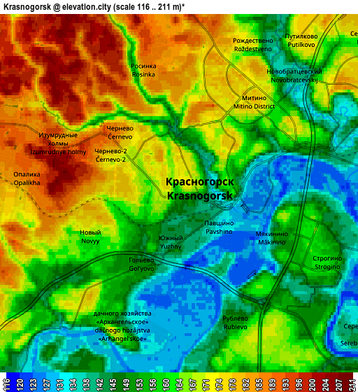 Zoom OUT 2x Krasnogorsk, Russia elevation map