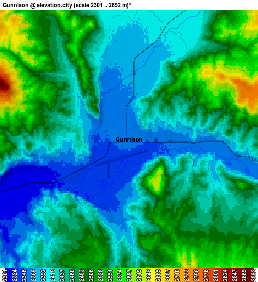 Zoom OUT 2x Gunnison, United States elevation map